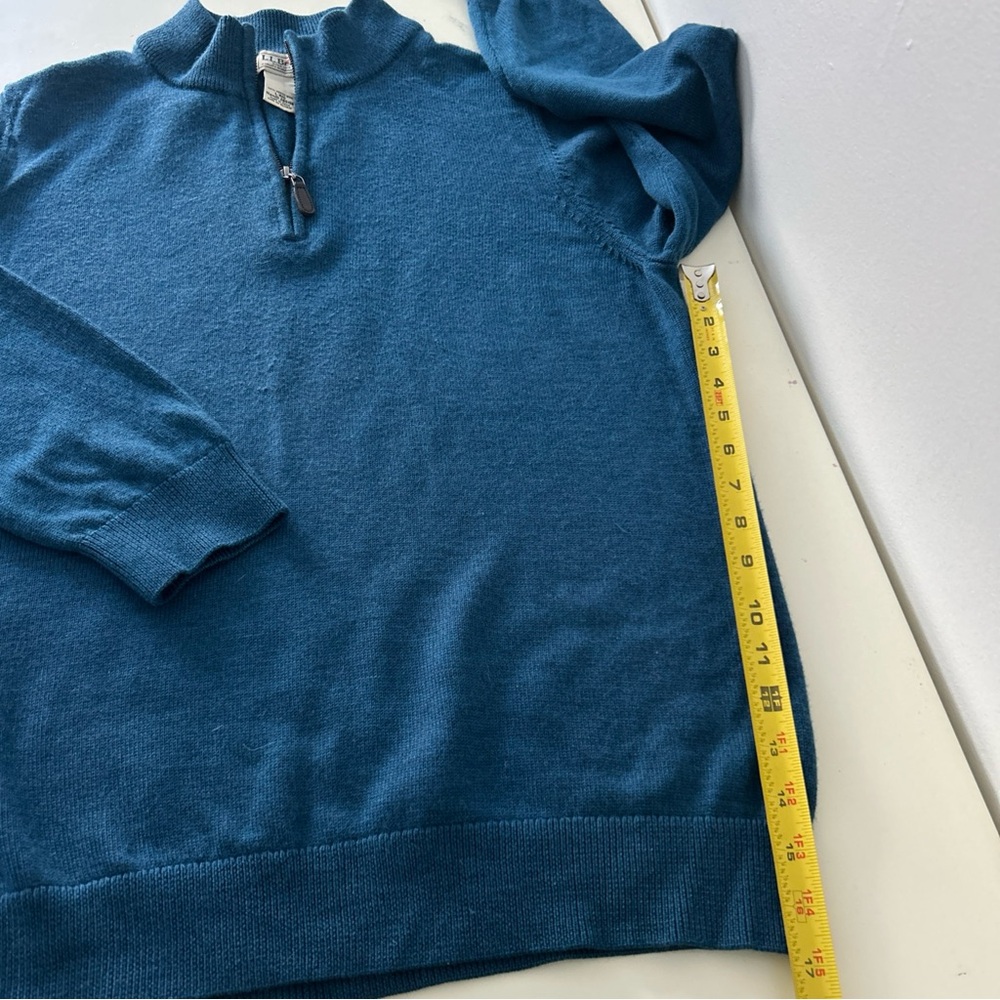 L.L. Bean Men's Teal Quarter Zip Sweater 100% Merino Wool - Picture 11 of 13